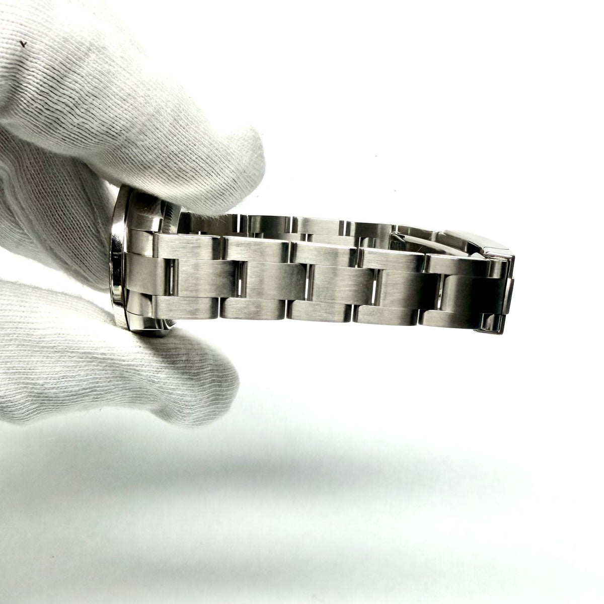 ROLEX Oyster Perpetual Automatic 26mm Steel Diamond Bezel Watch Blue Dial