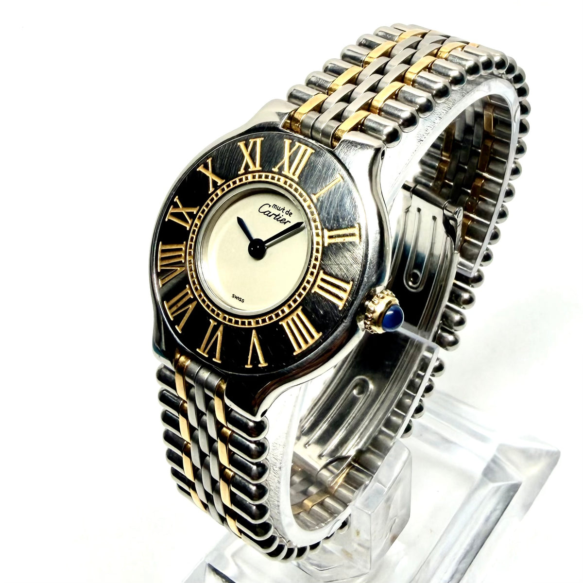 CARTIER MUST 21 Quartz 28mm 2 Tone Watch Cream Dial