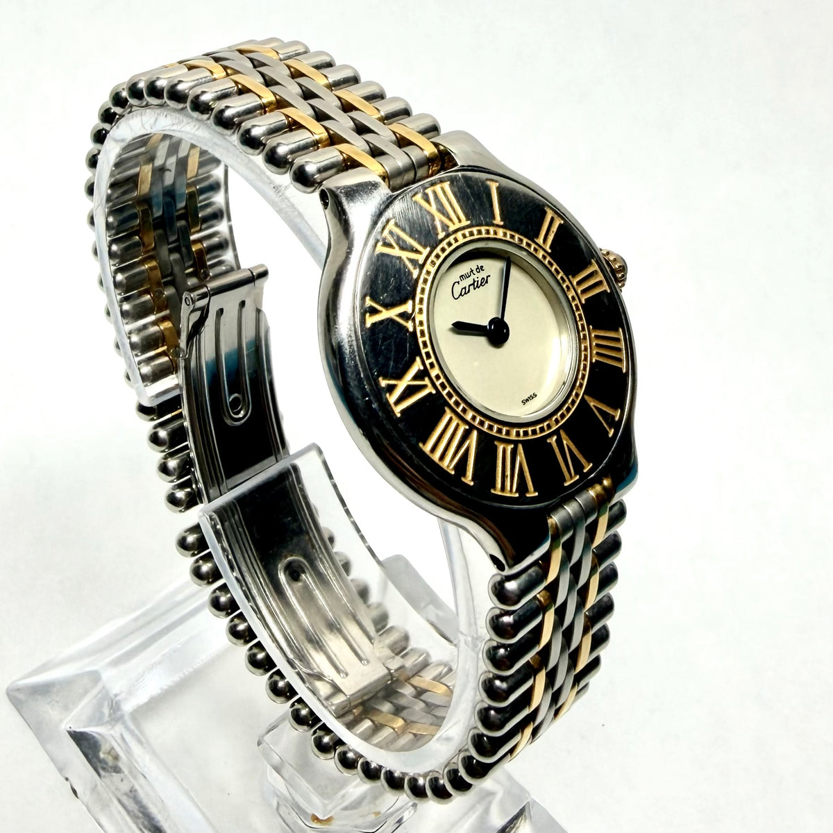CARTIER MUST 21 Quartz 28mm 2 Tone Watch Cream Dial