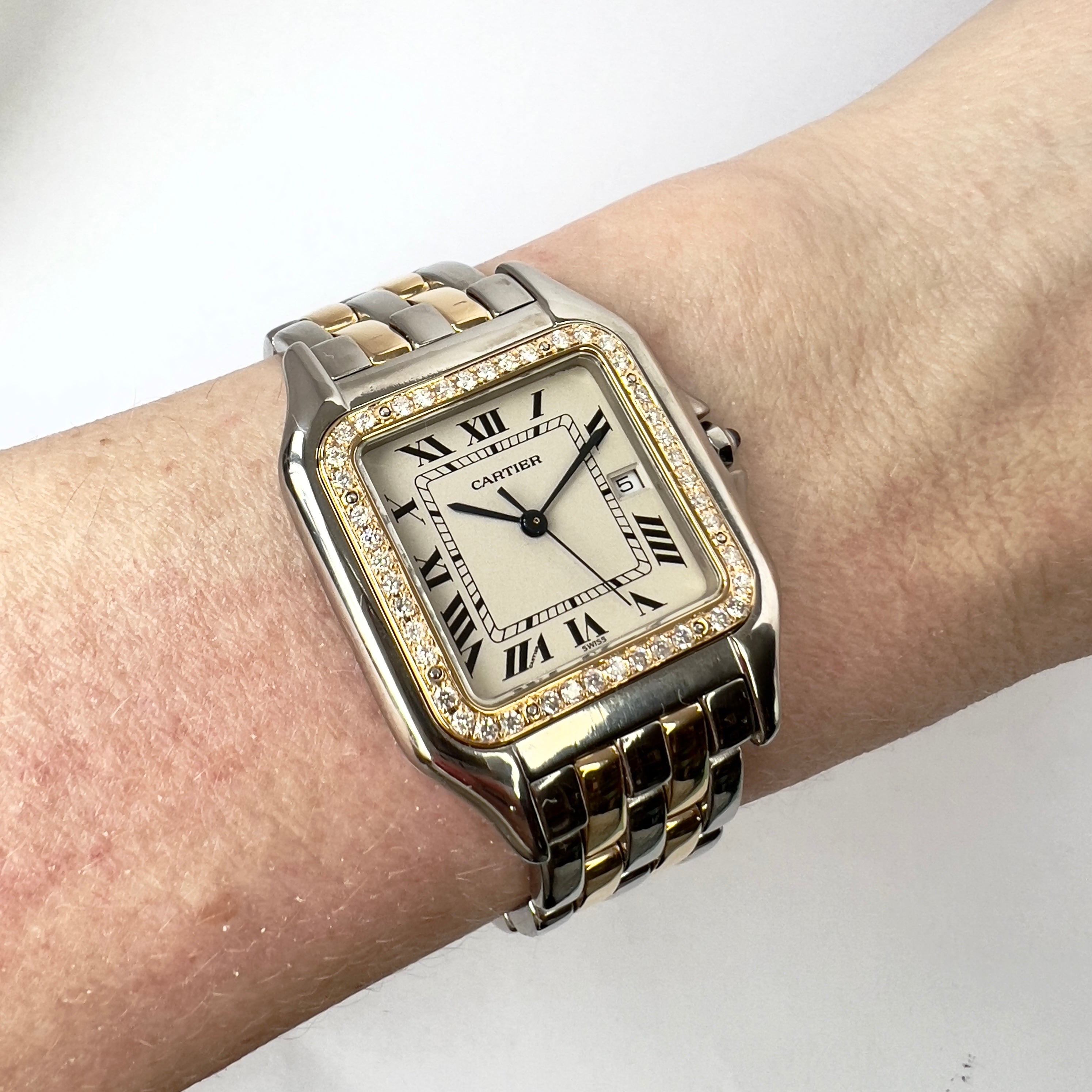 CARTIER PANTHERE Quartz 29mm 2 Row Gold 0.55TCW DIAMOND Watch