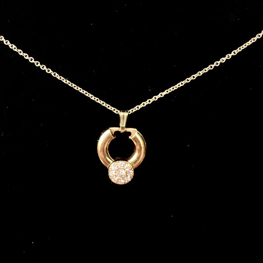 18K Yellow Gold Diamond Pendant w/ Chain