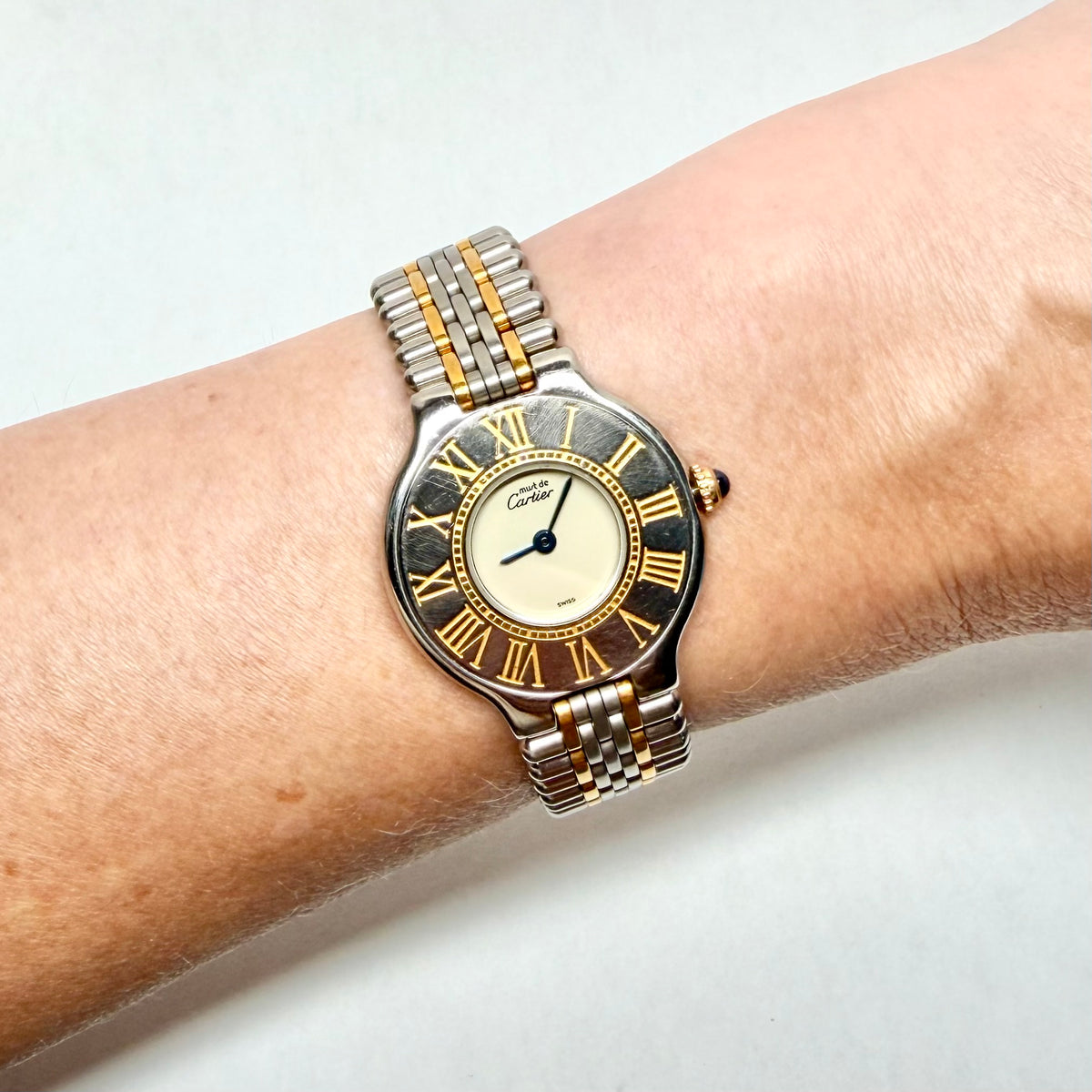 CARTIER MUST 21 Quartz 28mm 2 Tone Watch Cream Dial