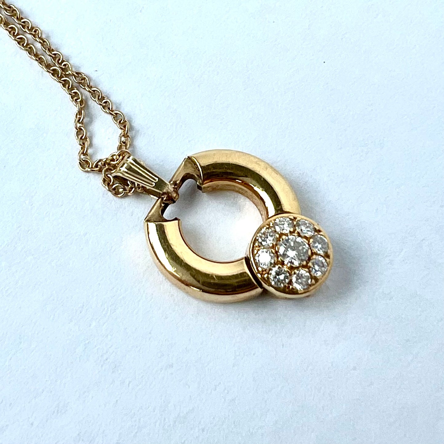 18K Yellow Gold Diamond Pendant w/ Chain