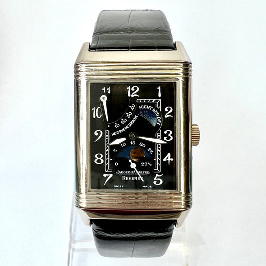 Jaeger LeCoultre REVERSO Night and Date 18K White Gold Watch