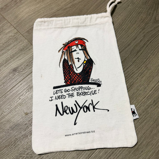EMERSON STREET White Flannel Drawstring Dust Bag 10.5x6.75”