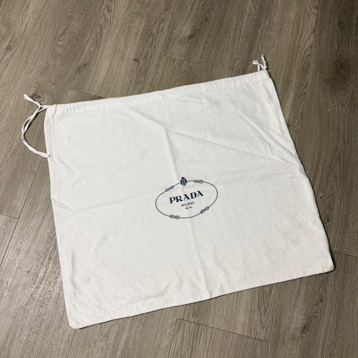 PRADA White Flannel 100% Cotton Drawstring Dust Bag 22x19.5”