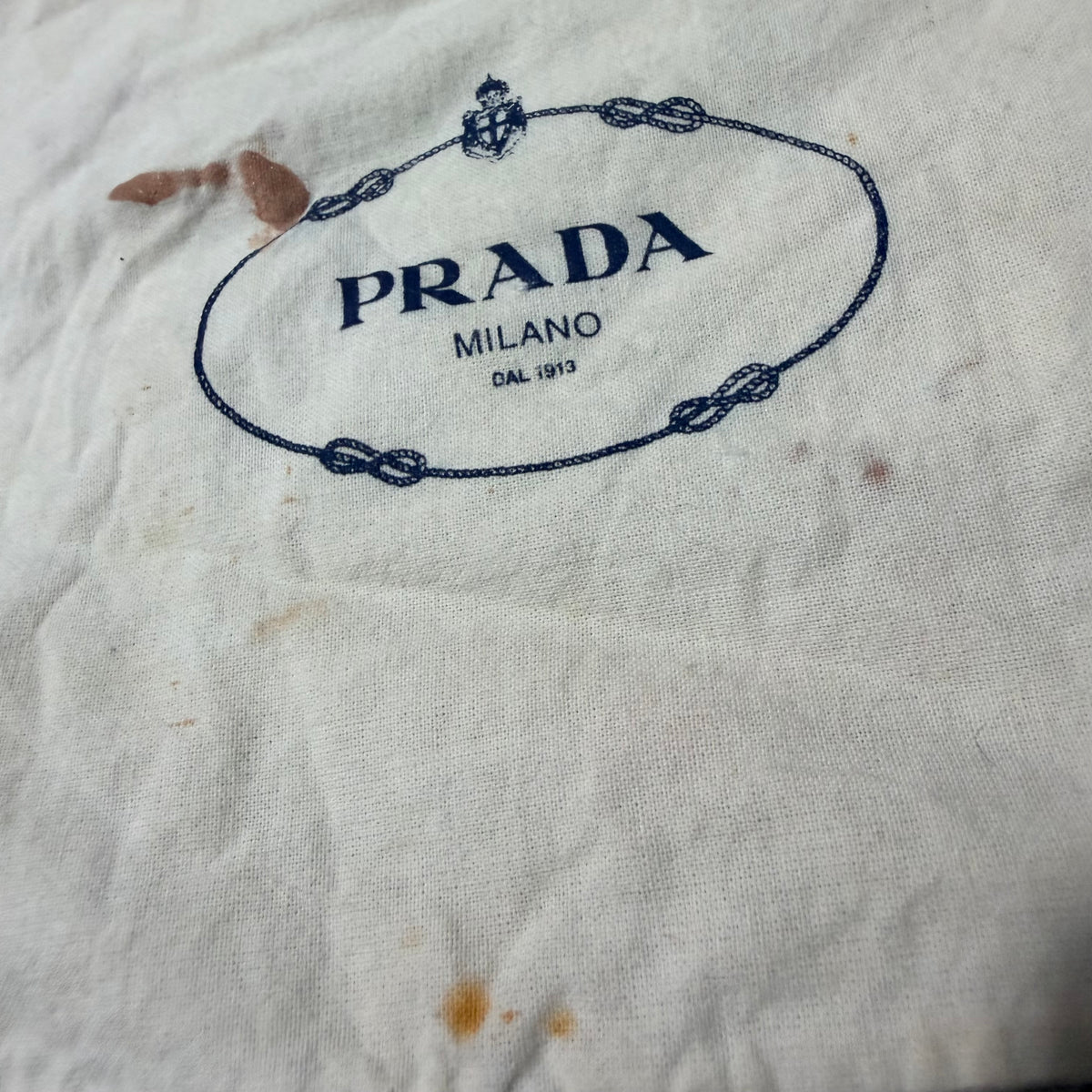 PRADA Off White 100% Cotton Drawstring Dust Bag 7x6.75” Made in ITALY