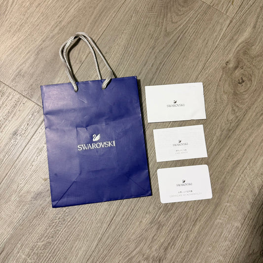 SWAROVSKI Blue Paper Shopping Gift Bag 7.90x6.30x4” + Booklet + Filled Certificate in Envelope