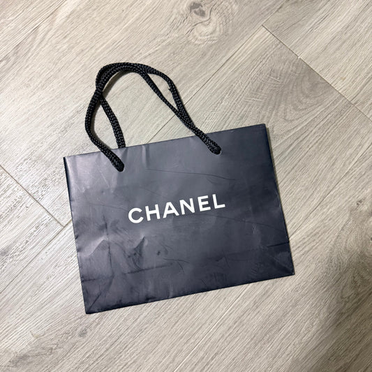 CHANEL Black Matte Paper Shopping Gift Bag 7.70x6.5x2.60”