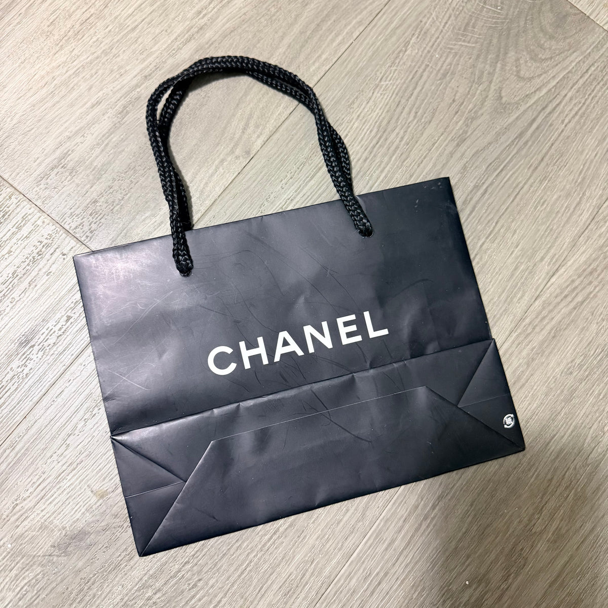 CHANEL Black Matte Paper Shopping Gift Bag 7.70x6.5x2.60”