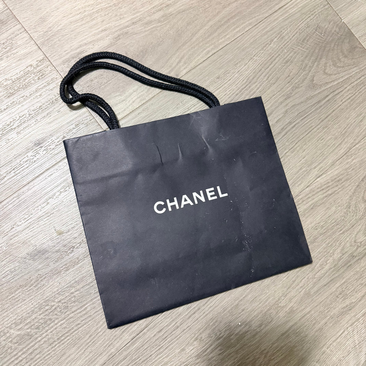 CHANEL Black Matte Paper Shopping Gift Bag 8.75x7.5x3.5”