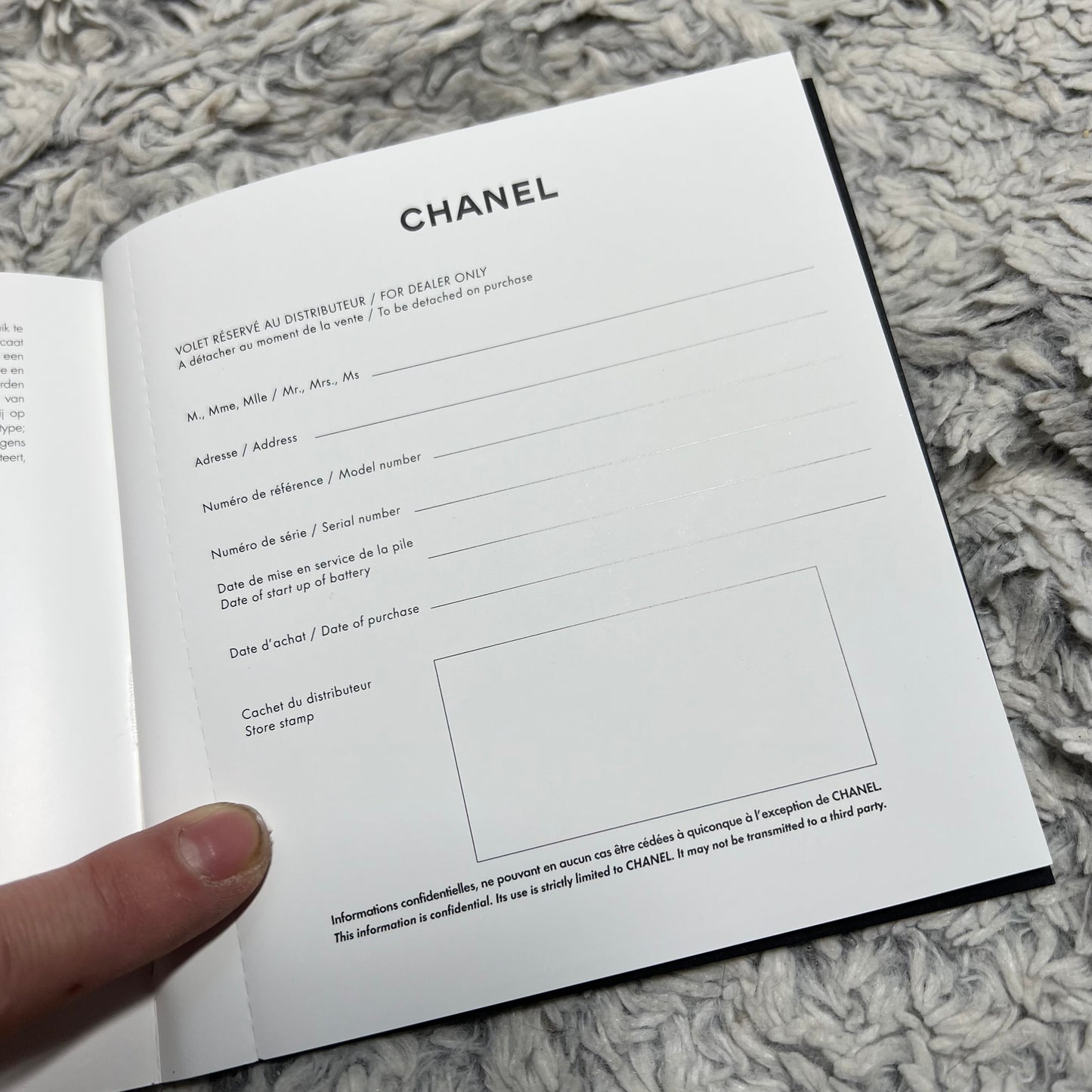 CHANEL Box + Booklet + CD + Filled Certificate + Outer Box