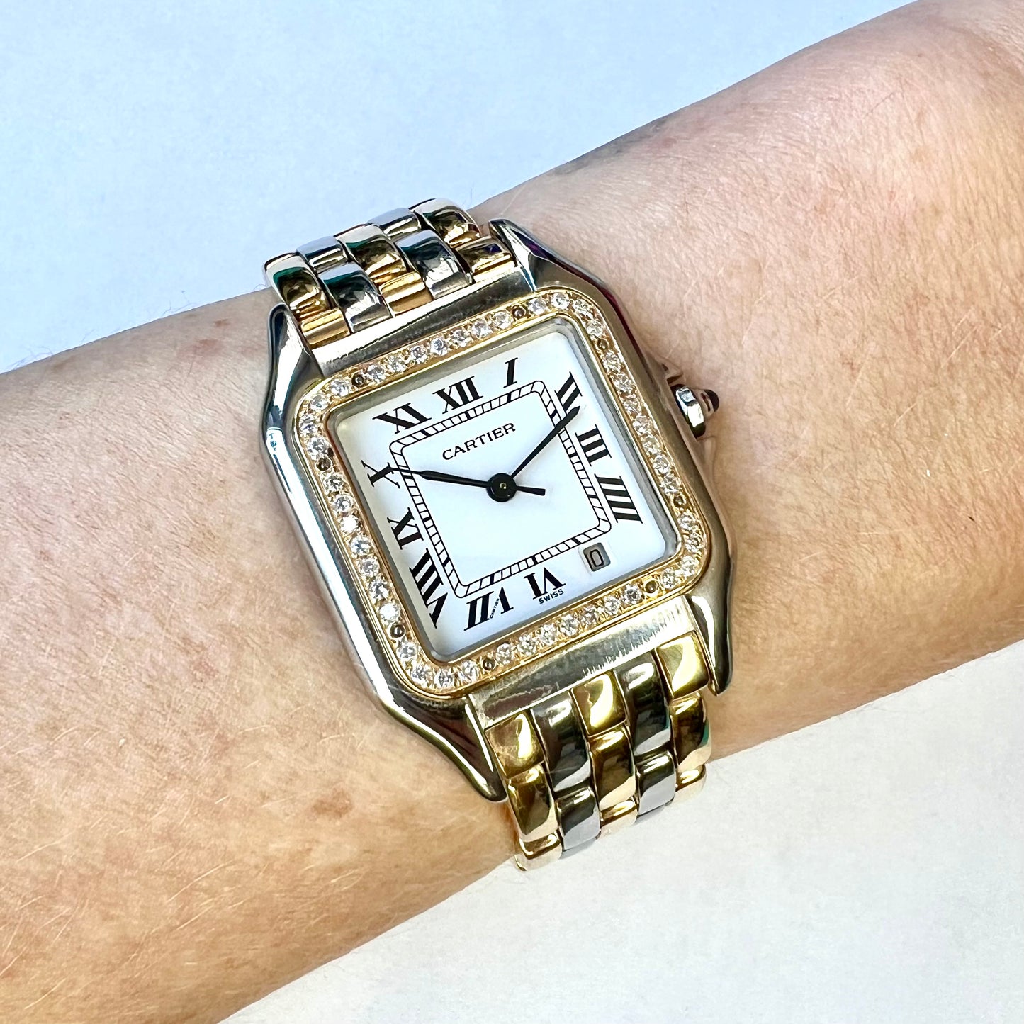 CARTIER PANTHERE Quartz 27mm 3 Row Gold 0.5TCW DIAMOND Watch