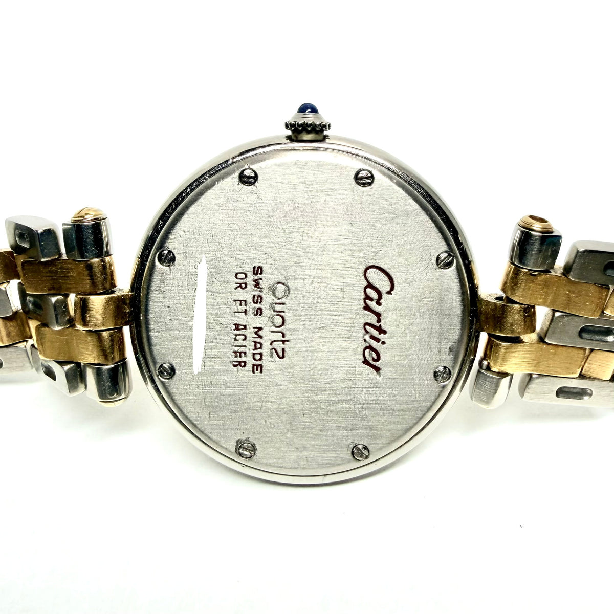 CARTIER PANTHERE VENDOME 30mm Quartz 2 Row Gold 0.5TCW Diamond Watch Cream Dial