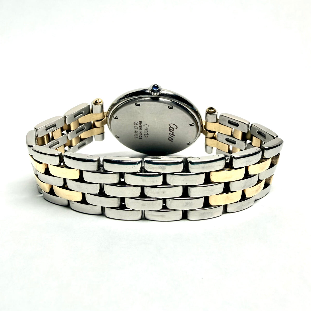 CARTIER PANTHERE VENDOME 30mm Quartz 2 Row Gold 0.5TCW Diamond Watch Cream Dial