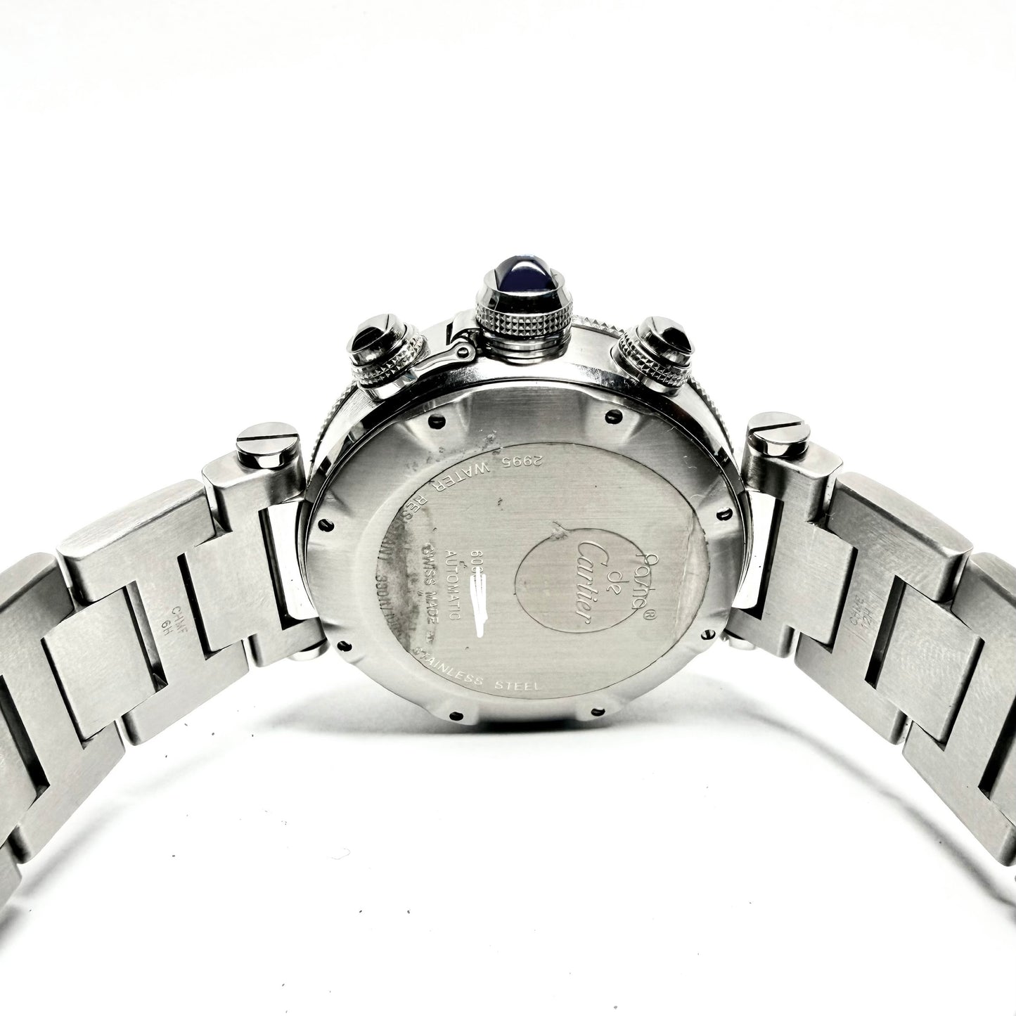 CARTIER PASHA Chronograph Automatic 42mm Steel Watch White Dial