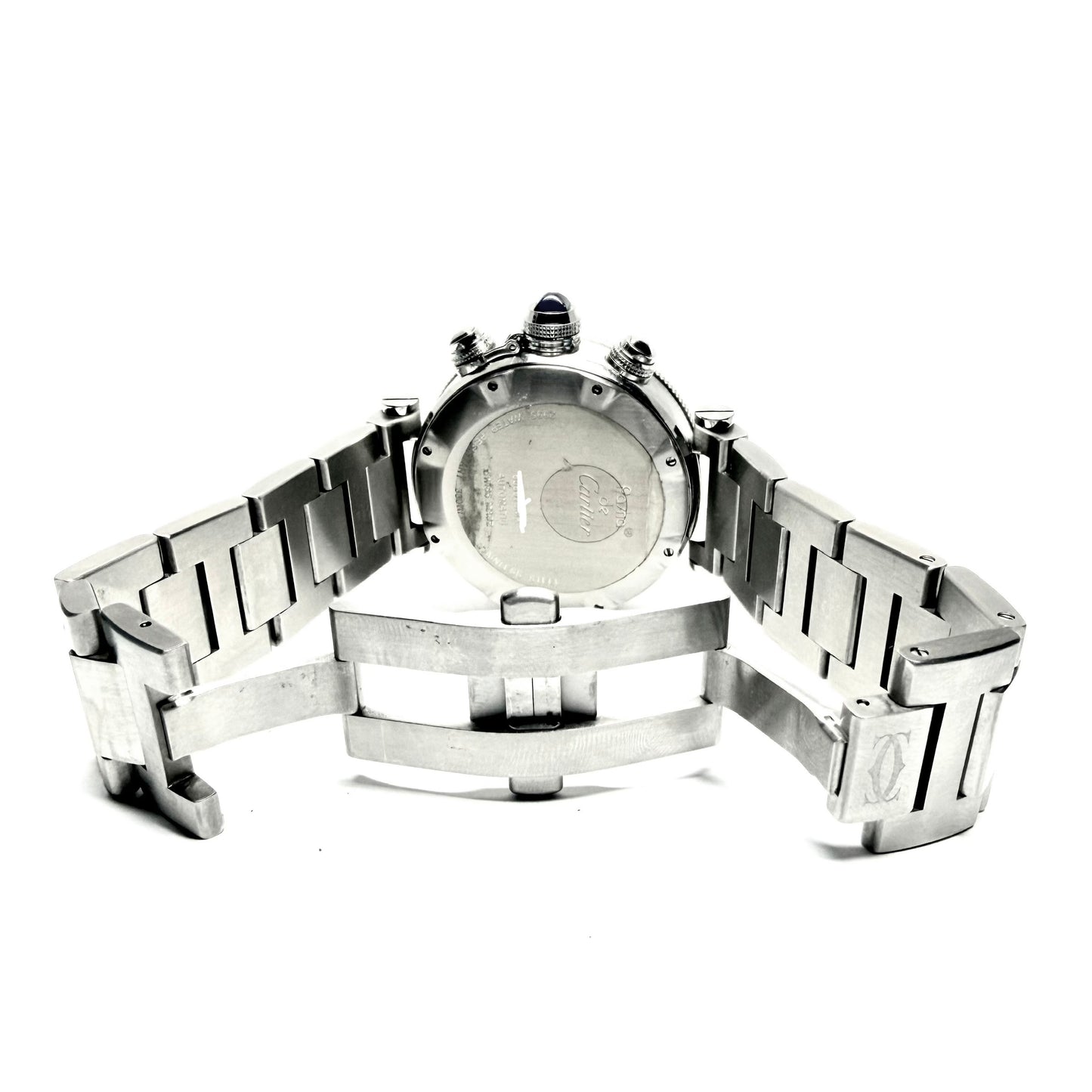CARTIER PASHA Chronograph Automatic 42mm Steel Watch White Dial