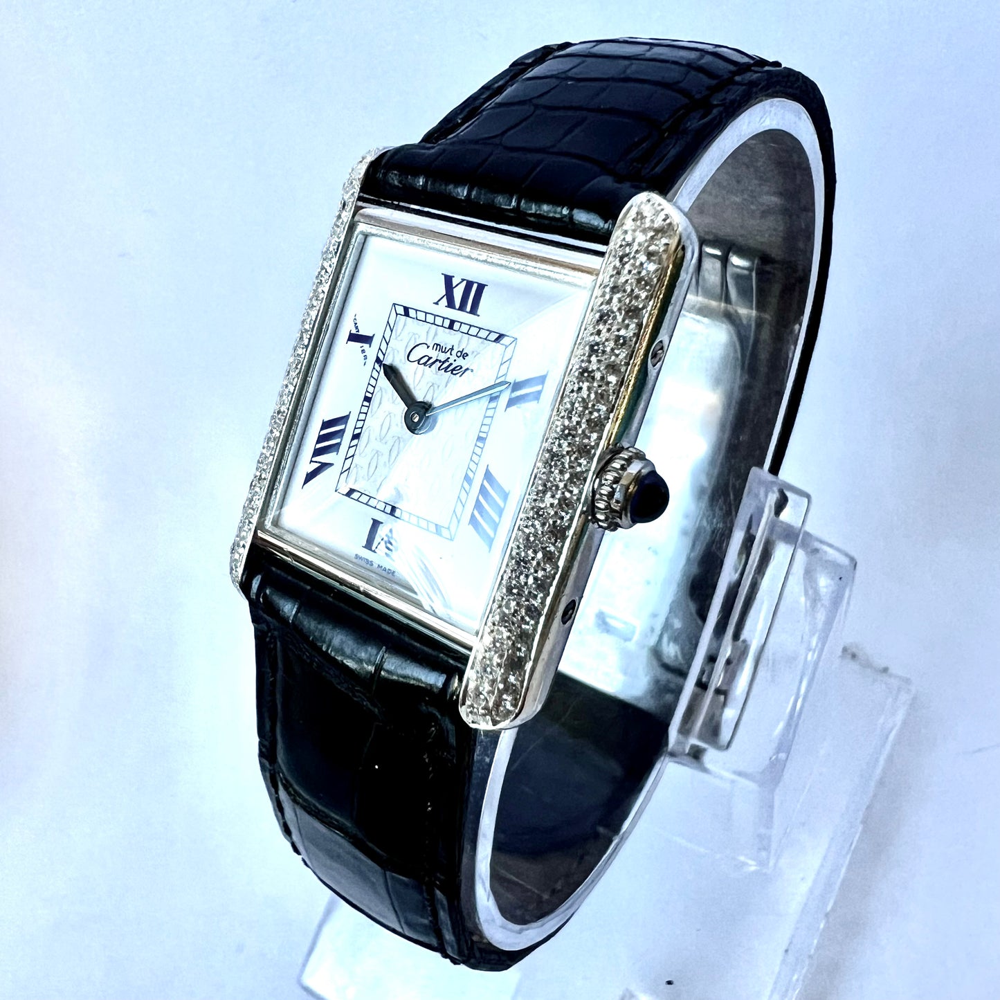 CARTIER TANK Quartz 22mm Silver 0.63TCW Diamond Watch