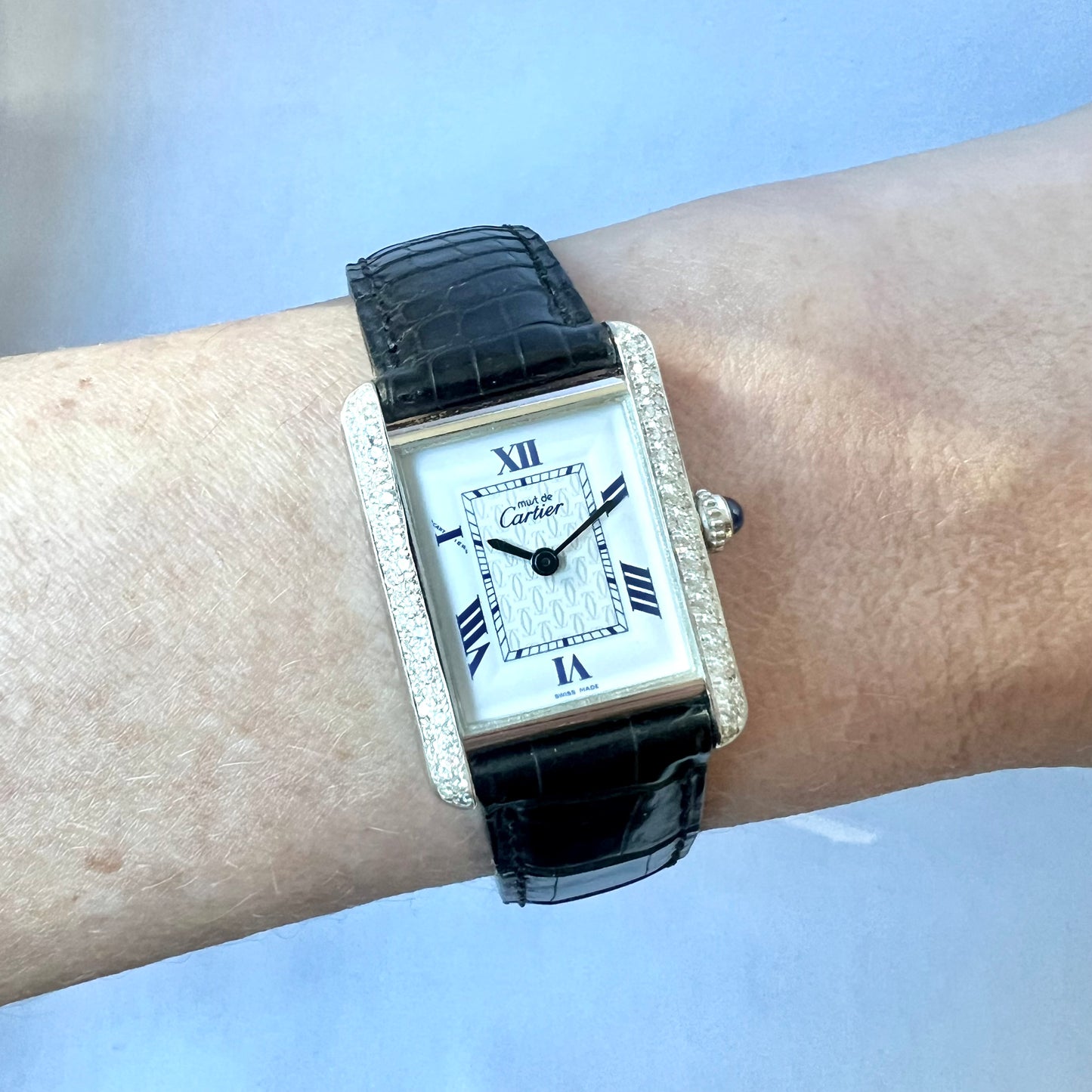 CARTIER TANK Quartz 22mm Silver 0.63TCW Diamond Watch