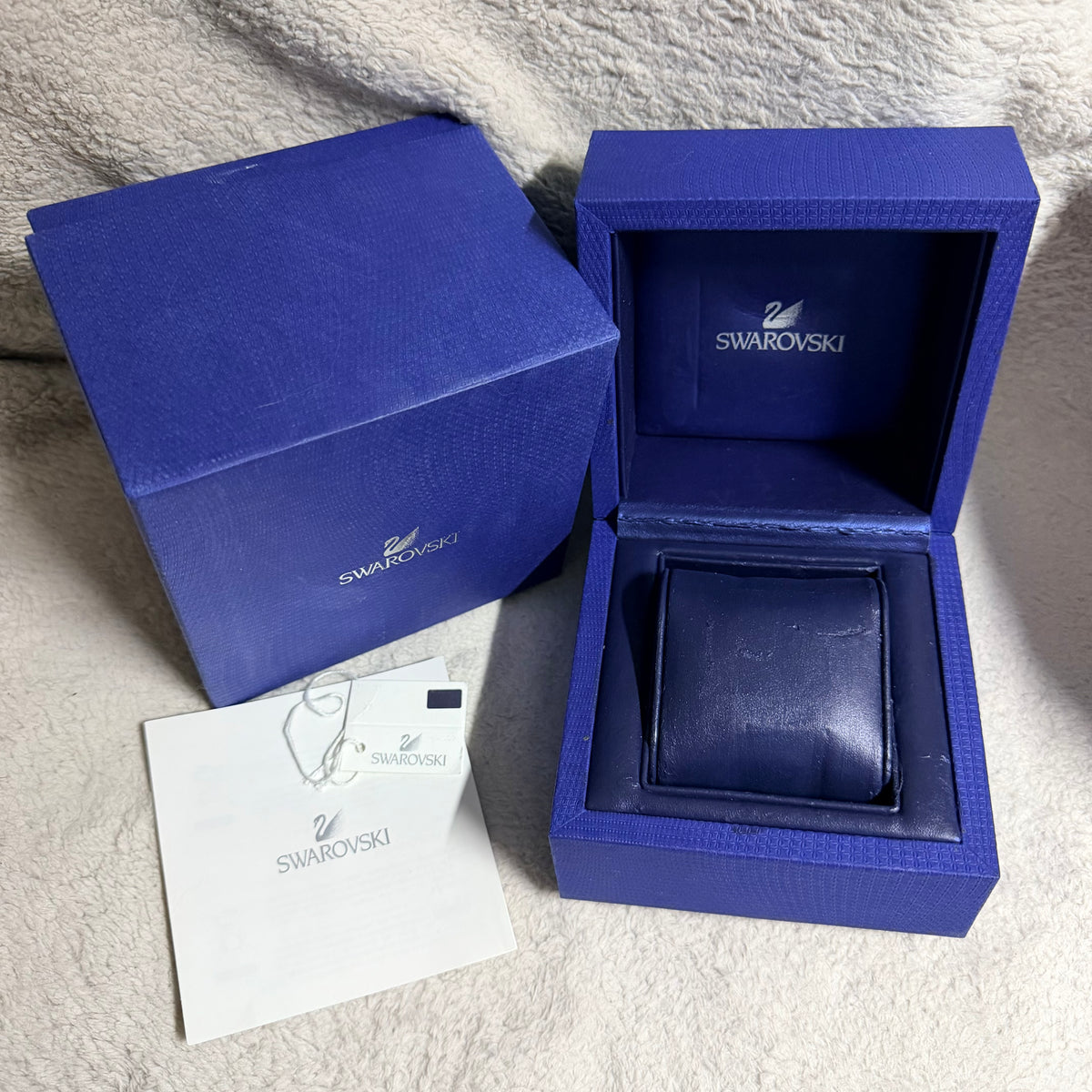 SWAROVSKI Blue Watch Box + Outer Box 5.25x5.20x4.10” + Booklet + String Tag