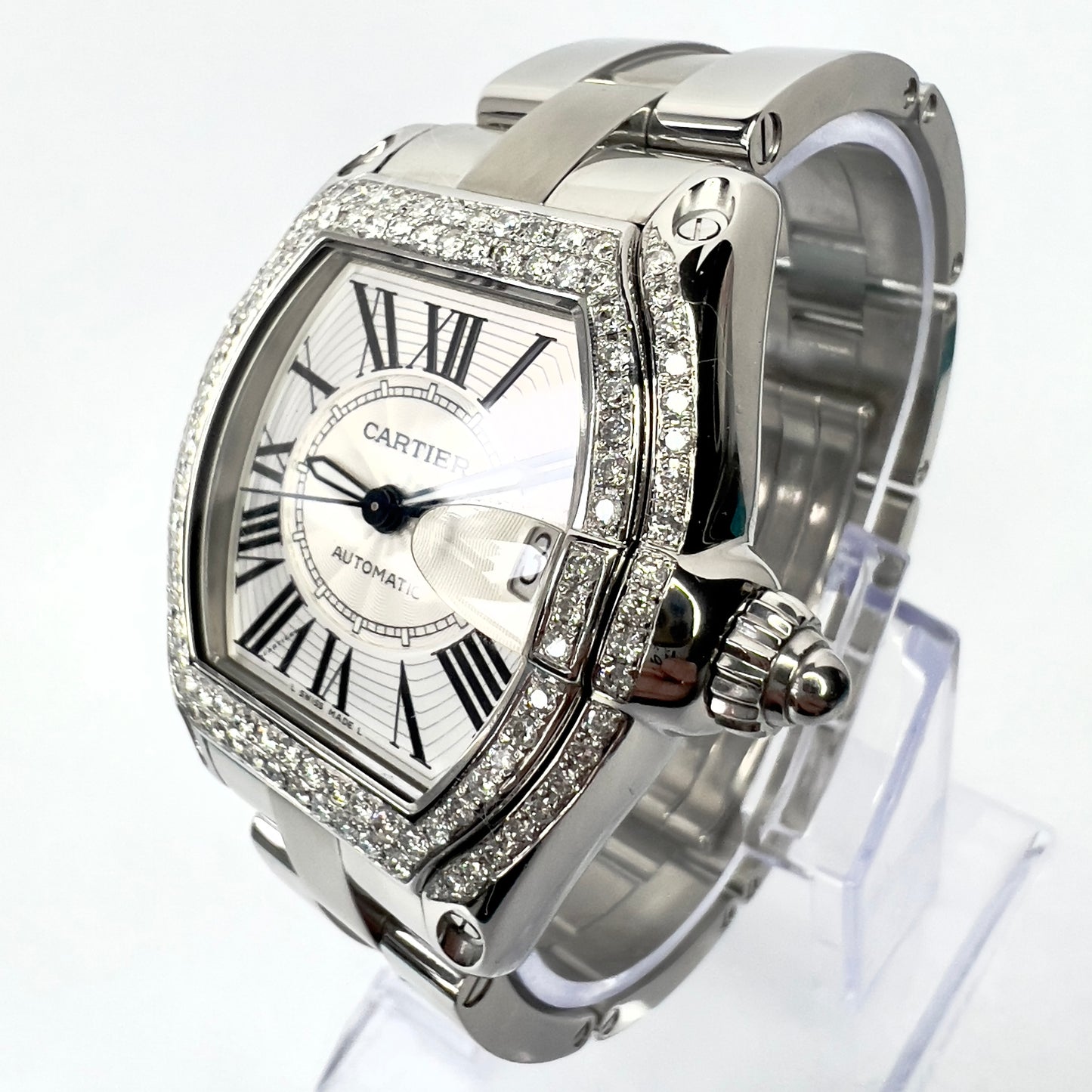 CARTIER ROADSTER 2510 Automatic 38mm Steel 1.68TCW Diamond Watch