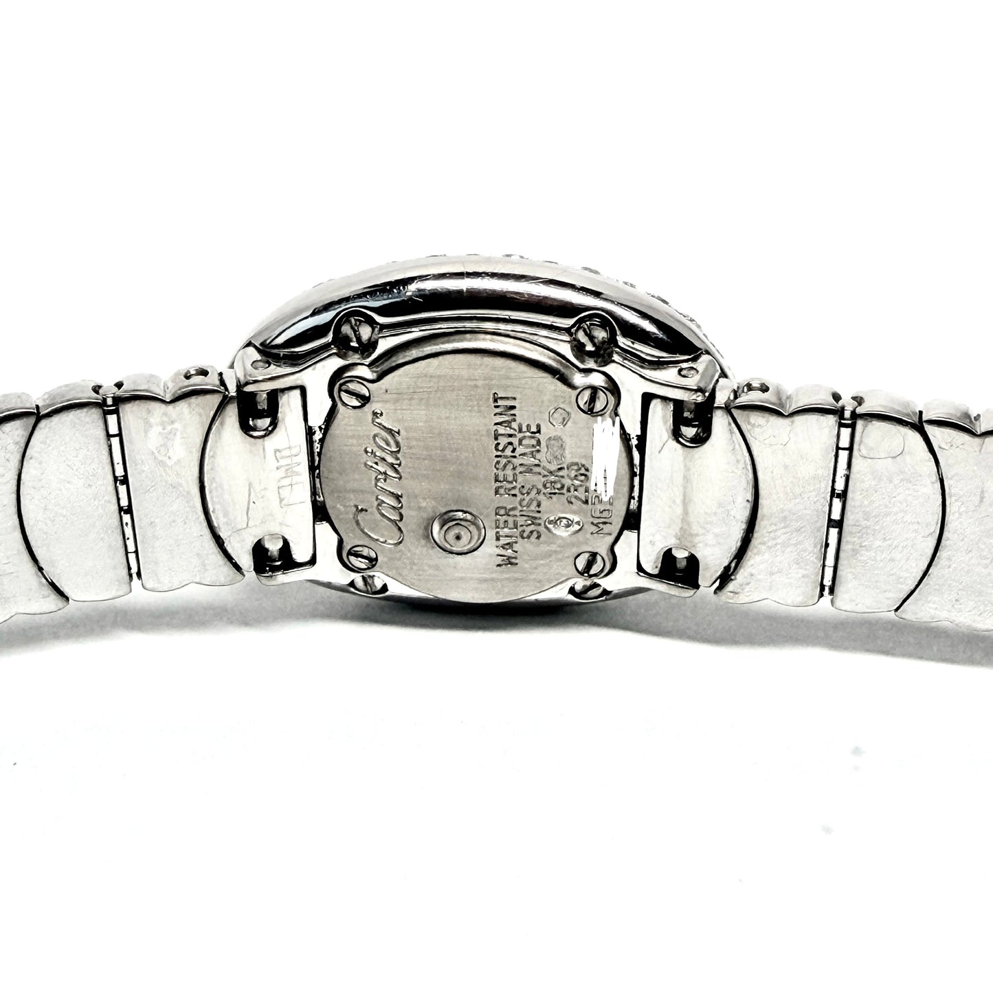 CARTIER BAIGNOIRE Mini Quartz 18mm 18K White Gold ~7TCW Watch Factory Diamond Pave Dial