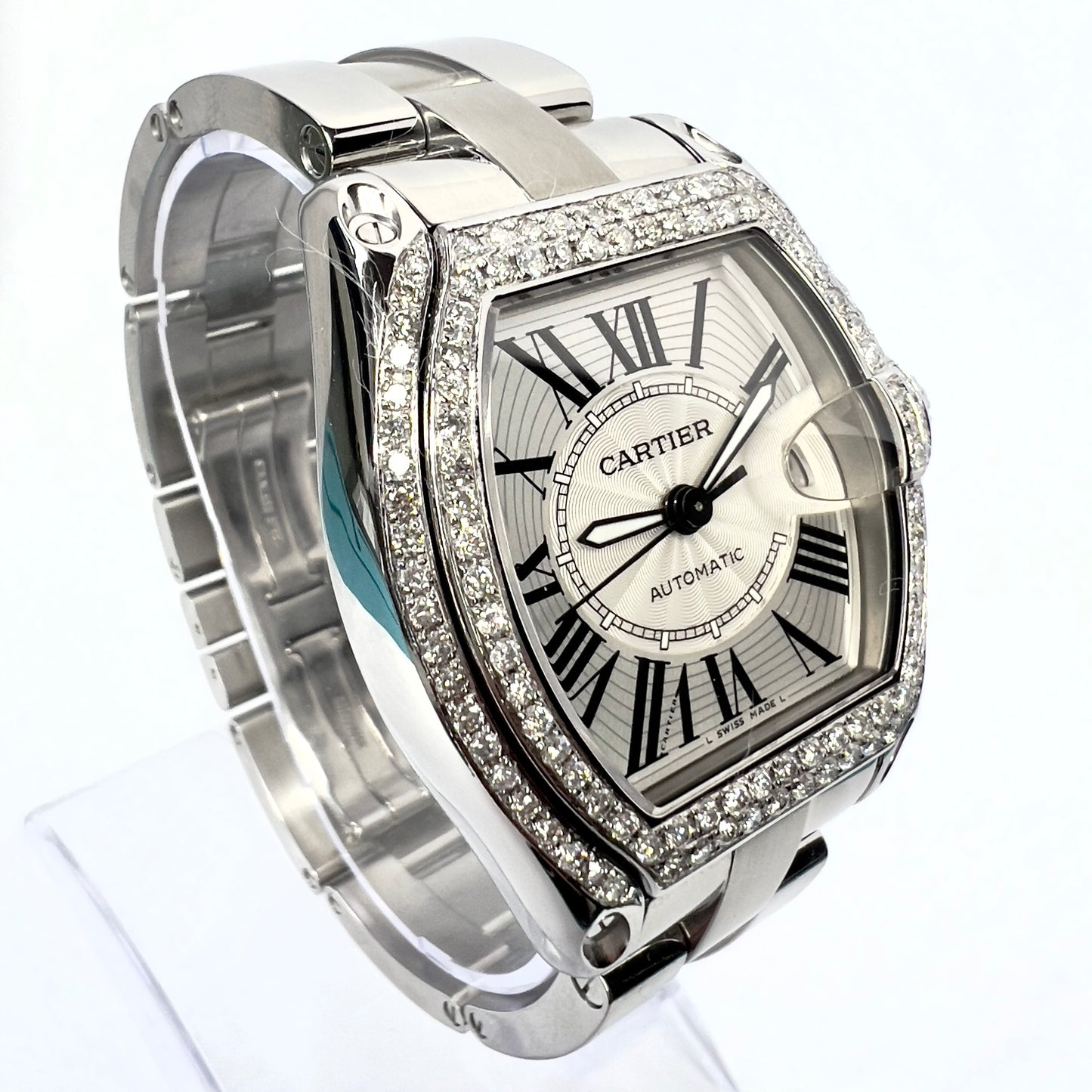 CARTIER ROADSTER 2510 Automatic 38mm Steel 1.68TCW Diamond Watch