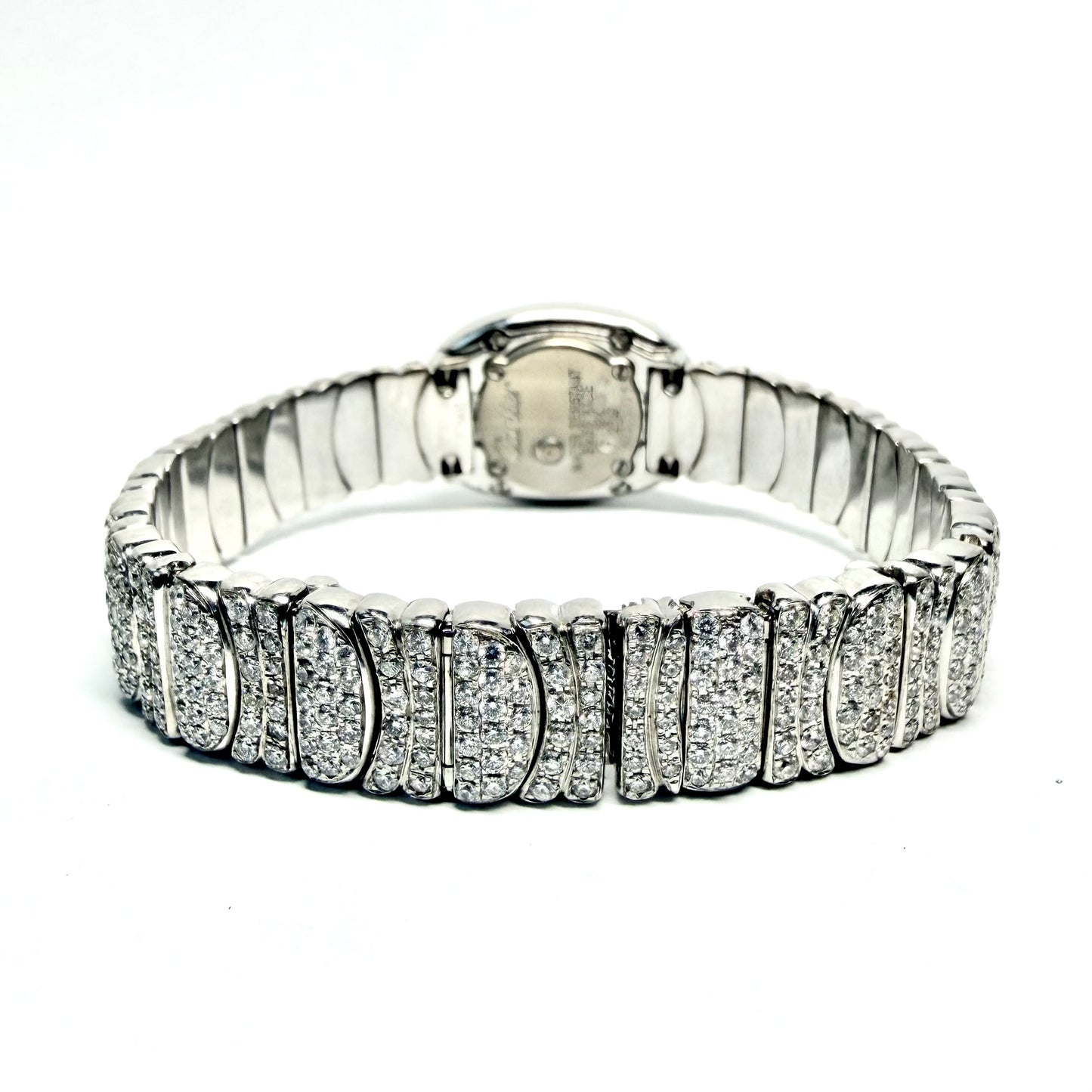 CARTIER BAIGNOIRE Mini Quartz 18mm 18K White Gold ~7TCW Watch Factory Diamond Pave Dial