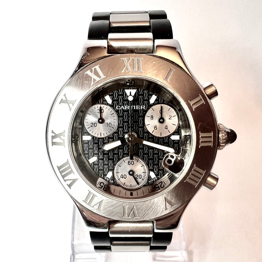 CARTIER CHRONOSCAPH 21 Chronograph Quartz Steel 38mm Watch