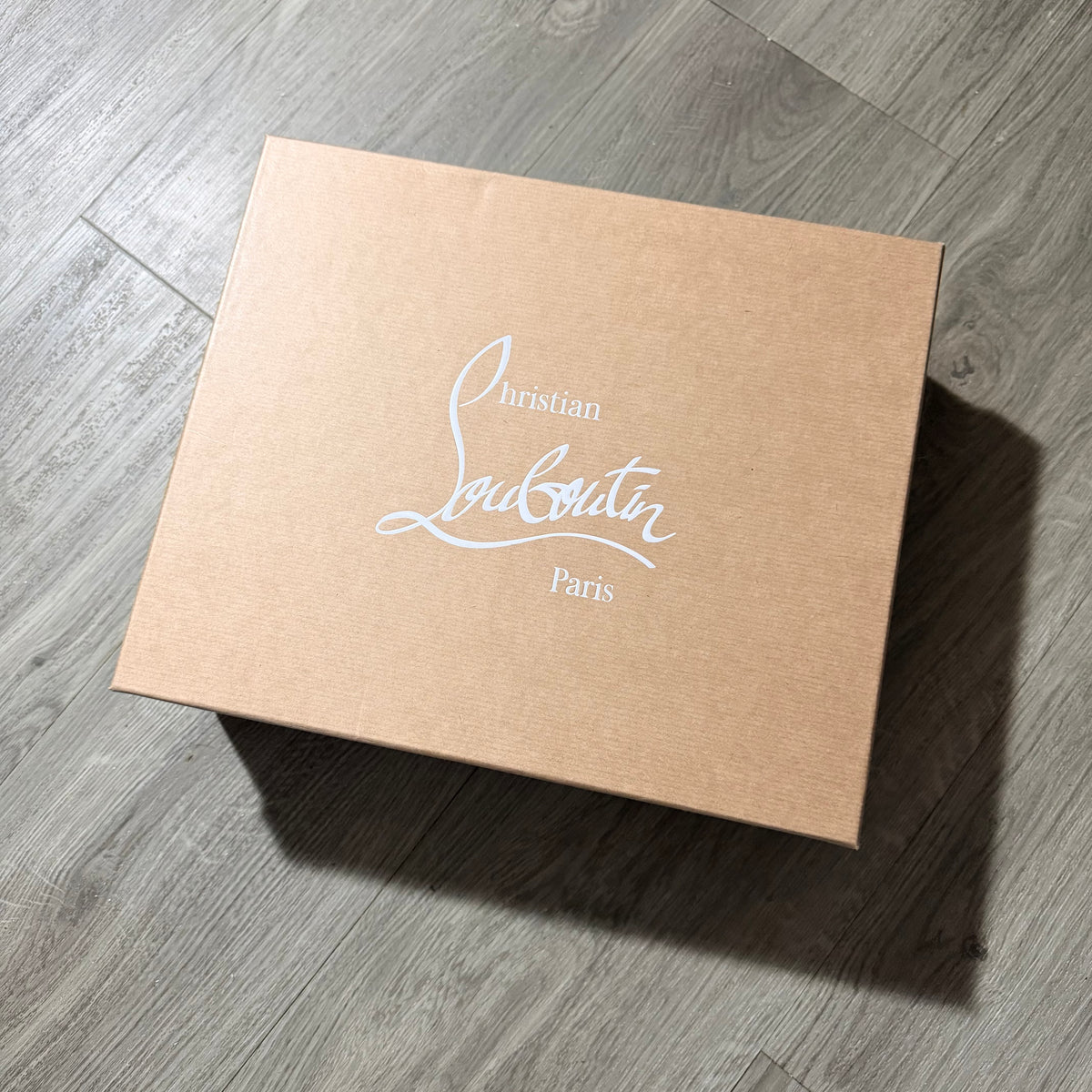 Christian Louboutin tan Shoe Box 12x10.10x4” + Original Tissue
