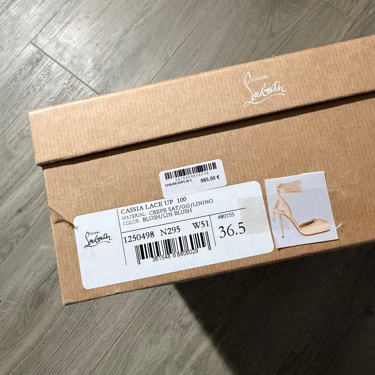 Christian Louboutin tan Shoe Box 12x10.10x4” + Original Tissue