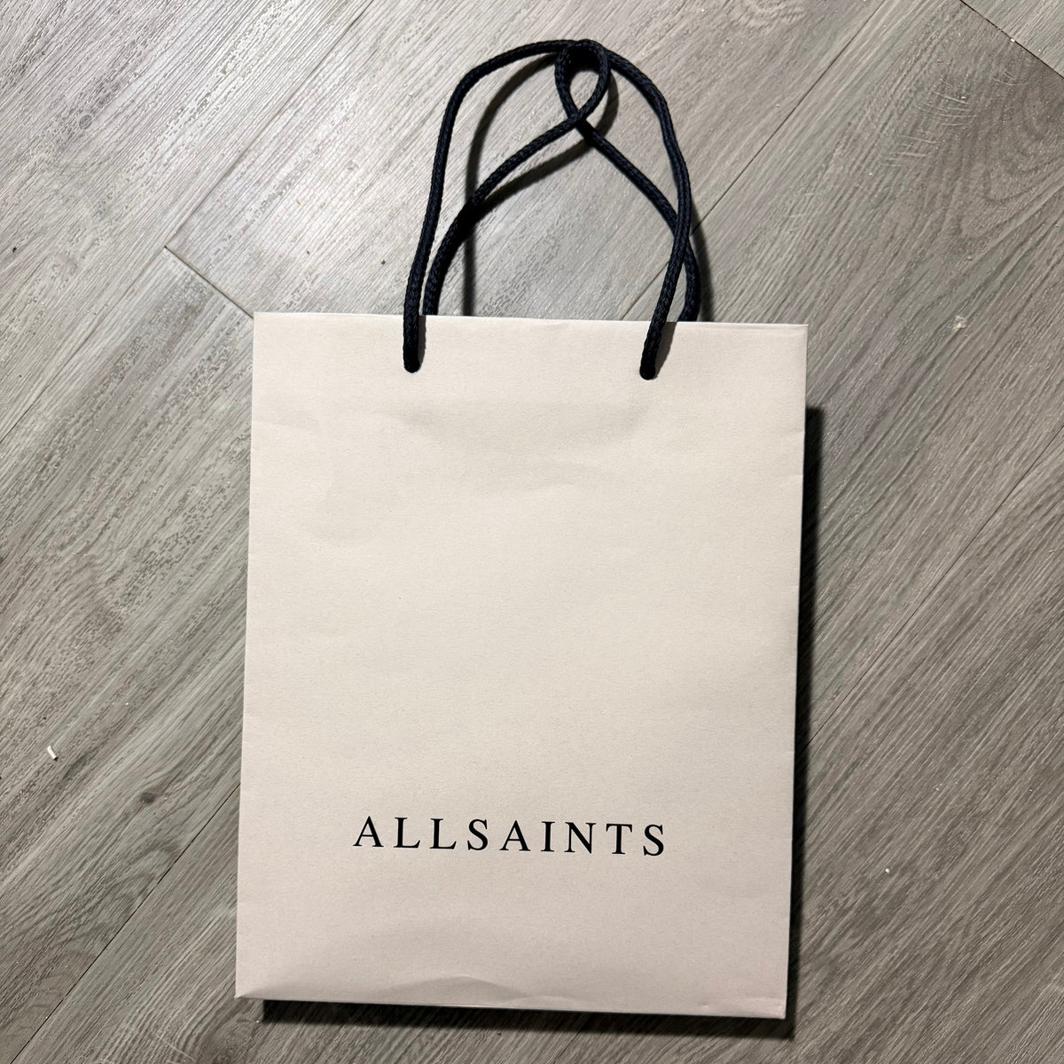 ALLSAINTS Light Beige Paper Shopping Gift Bag 11x9x4.25”