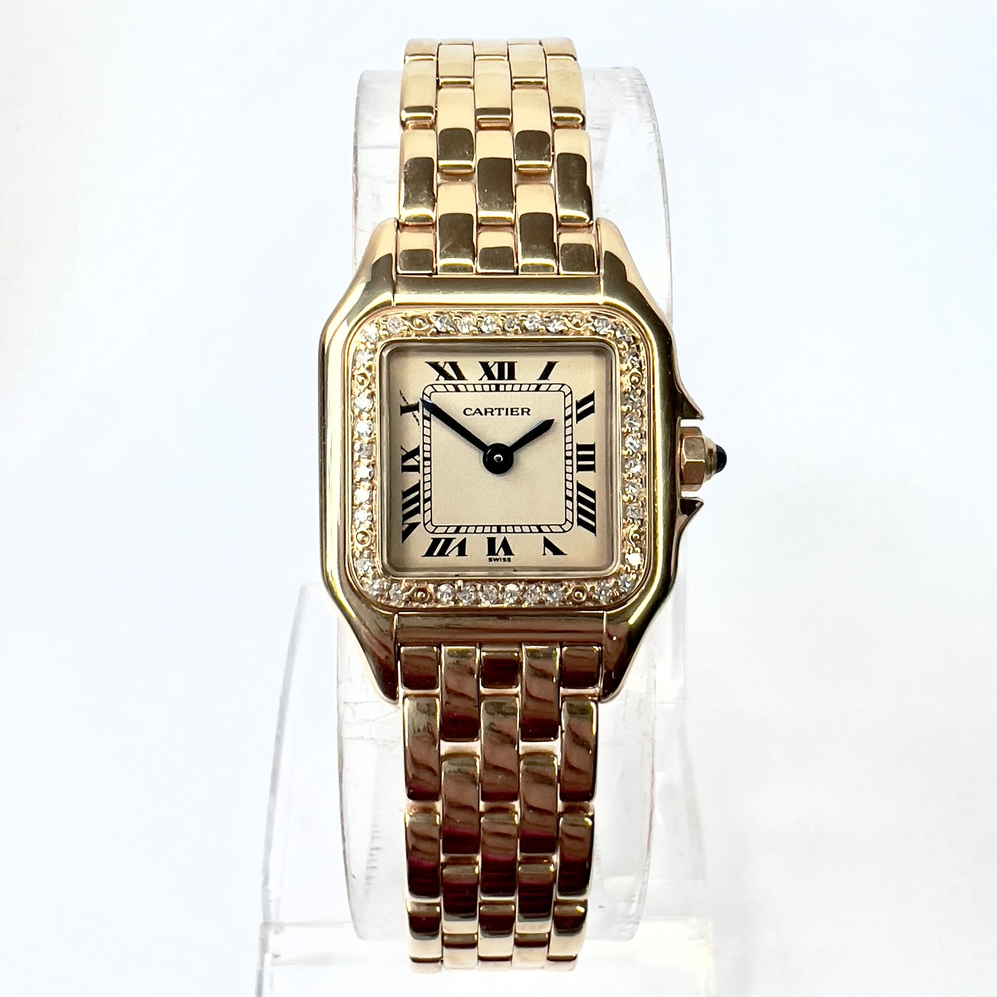 CARTIER PANTHERE Quartz 23mm 18K Yellow Gold ~0.4TCW DIAMOND Watch