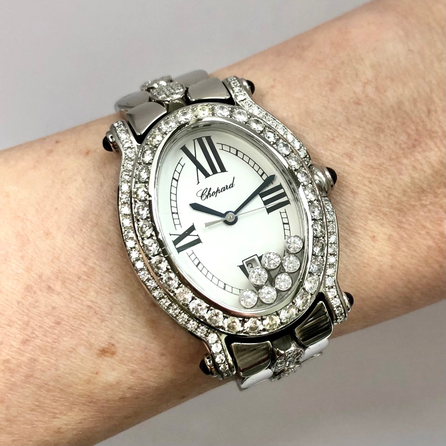 CHOPARD HAPPY SPORT Quartz 29mm Steel 7 Floating DIAMONDS 3TCW+ DIAMOND Watch