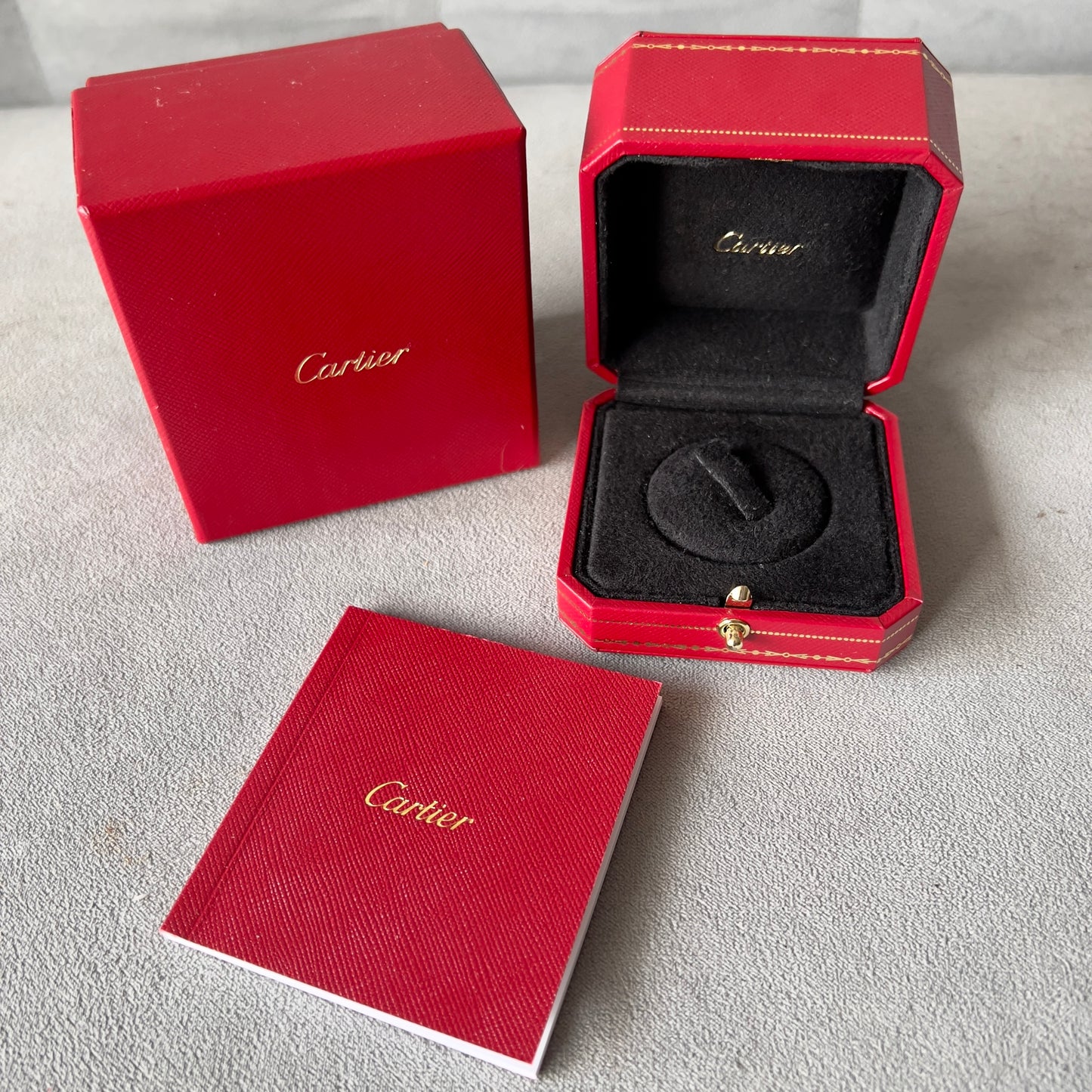 CARTIER Trinity Ring Box + Outer Box 3.5x3.30x2.40 inches + Booklet