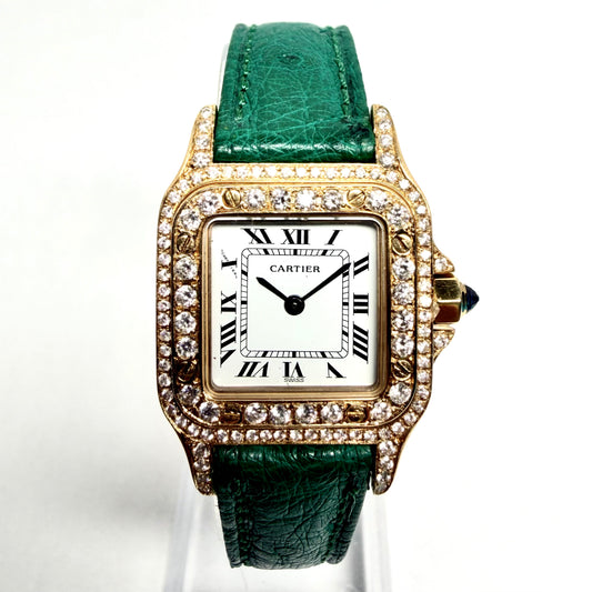CARTIER SANTOS GALBEE Quartz 24mm 18K Yellow Gold 1.09TCW DIAMOND Watch