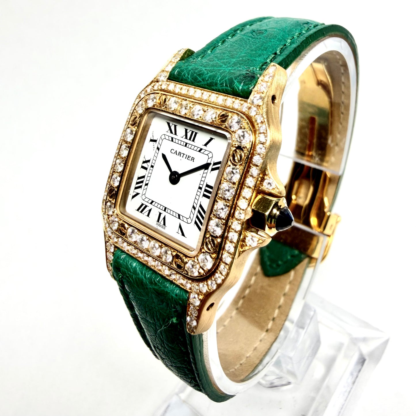 CARTIER SANTOS GALBEE Quartz 24mm 18K Yellow Gold 1.09TCW DIAMOND Watch