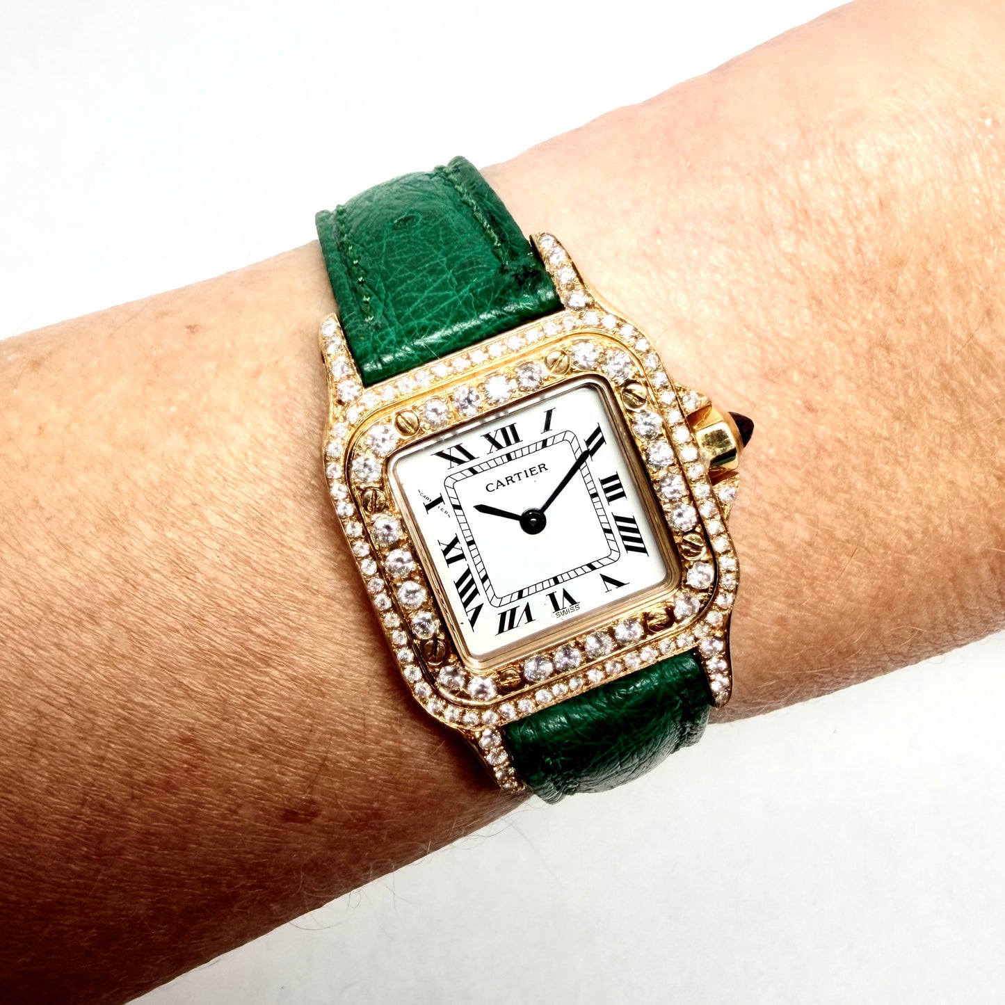 CARTIER SANTOS GALBEE Quartz 24mm 18K Yellow Gold 1.09TCW DIAMOND Watch
