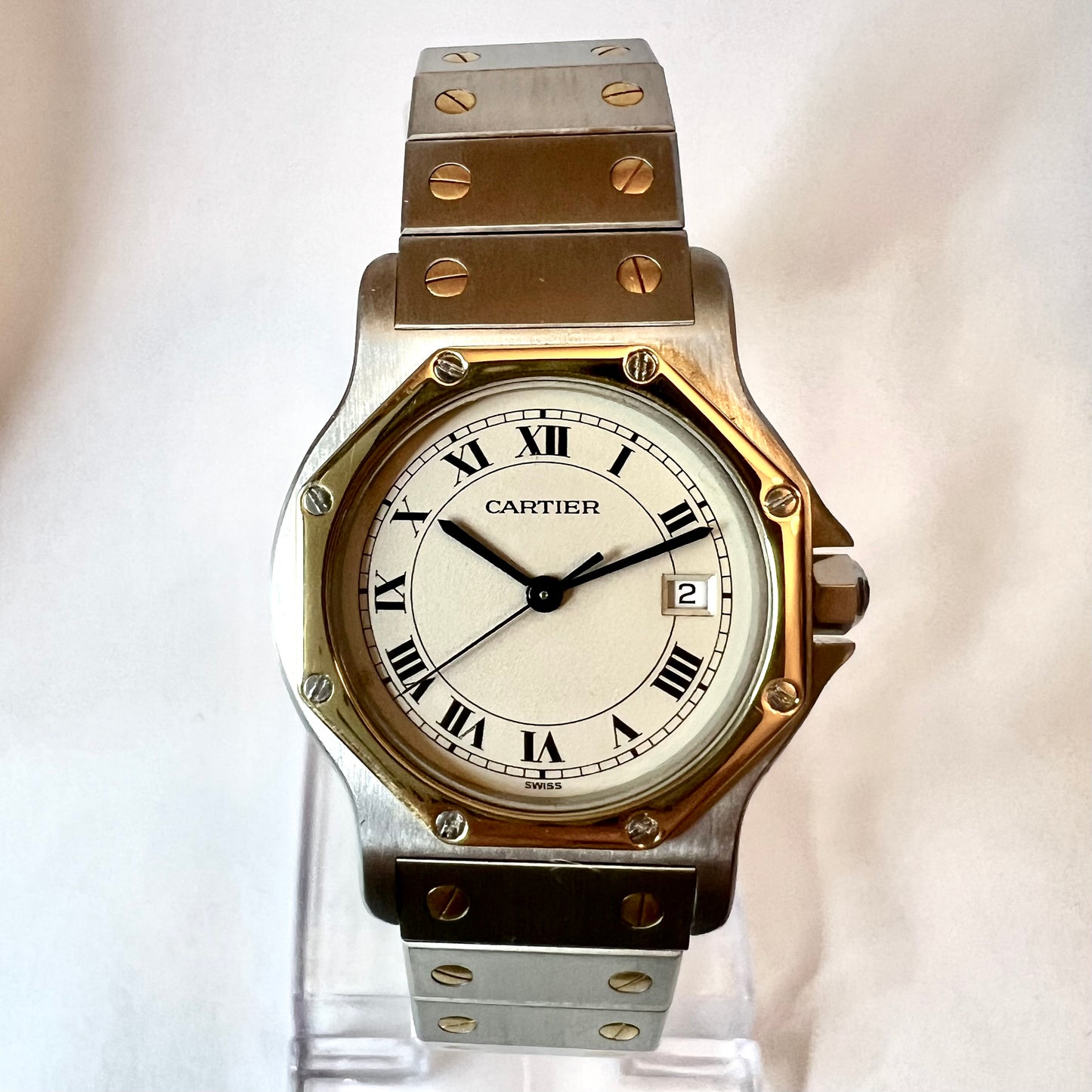 CARTIER SANTOS OCTAGON 31mm Quartz 2 Tone Watch 