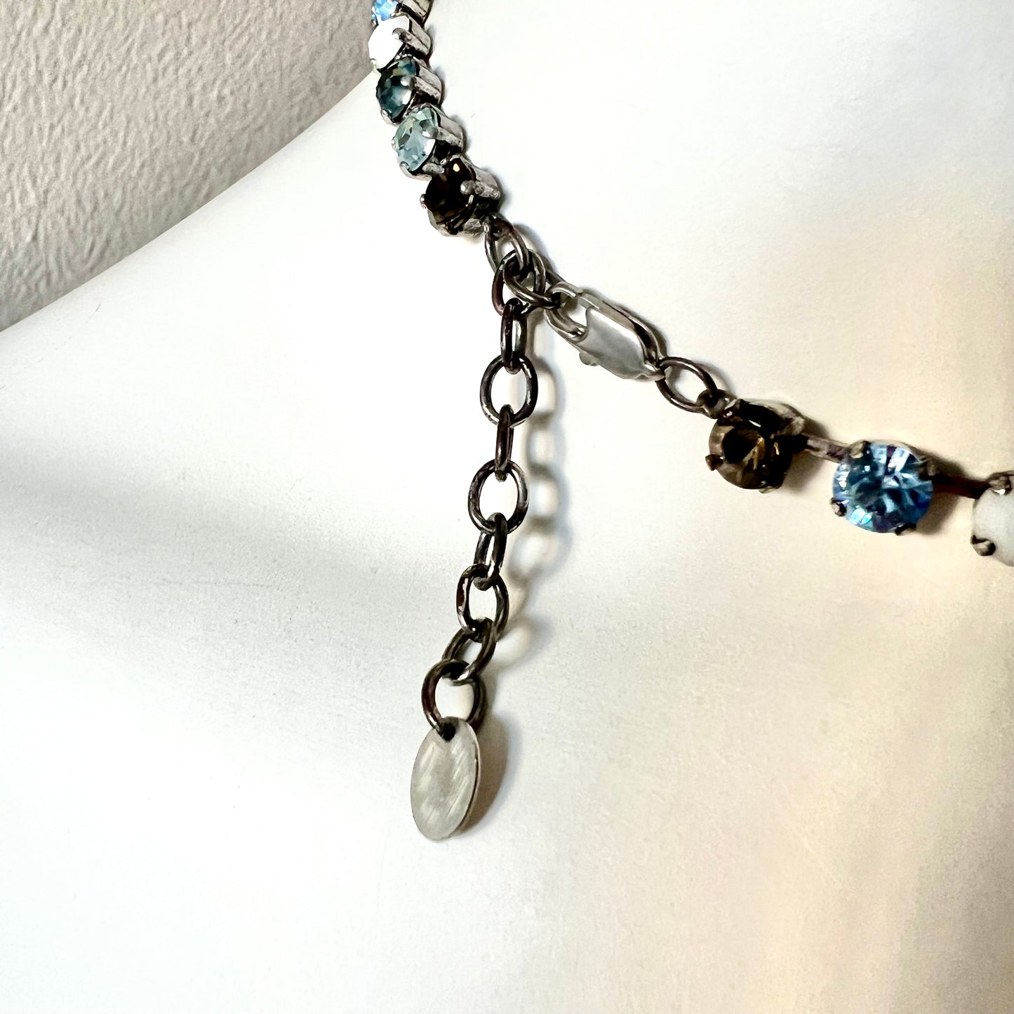 VOGLINE PARIS Silver Tone Multi Color Crystals Set of Necklace & Earrings