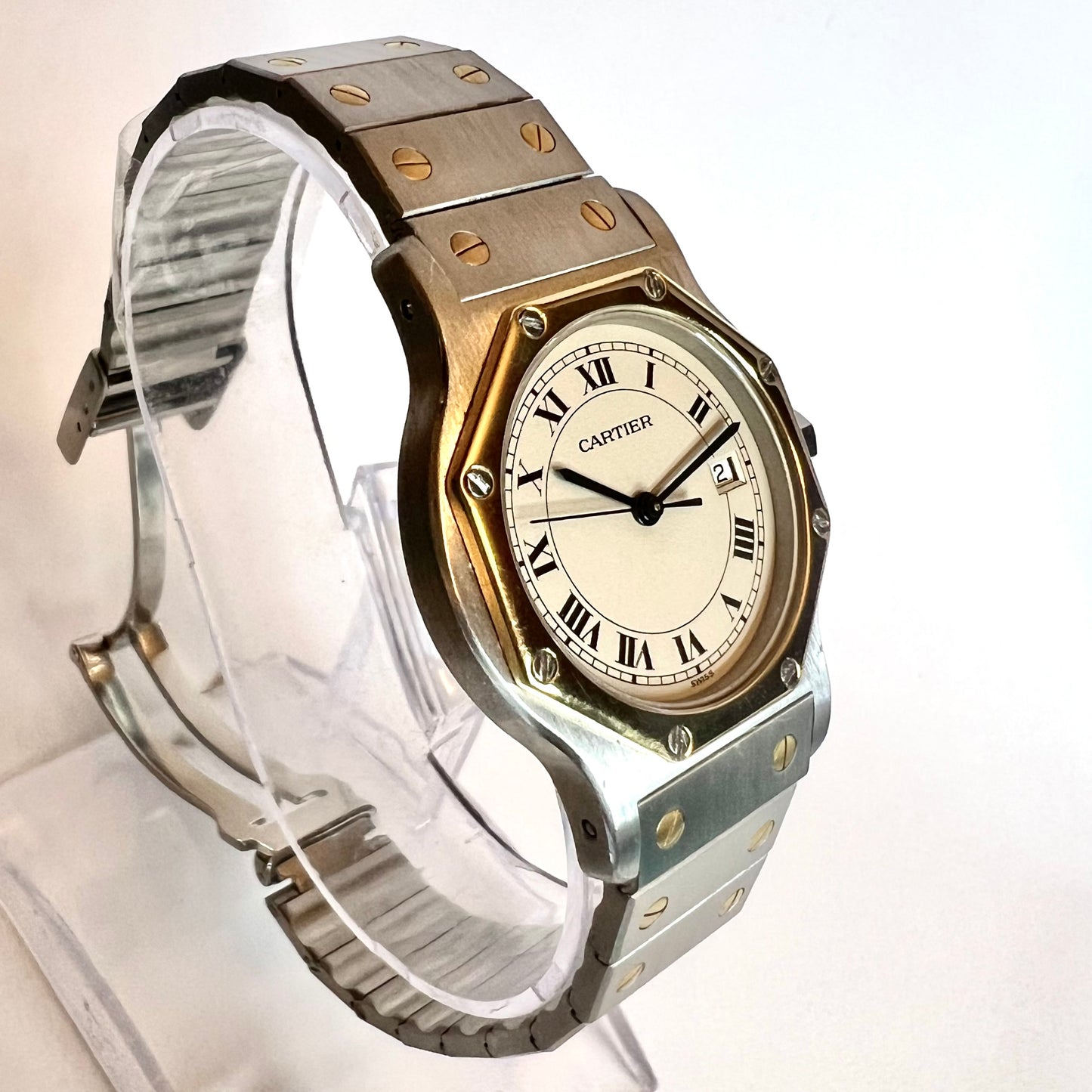 CARTIER SANTOS OCTAGON 31mm Quartz 2 Tone Watch 