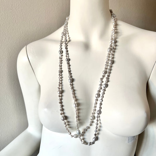 Genuine Purple Pearl Double Necklace 32 inches long