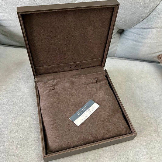 GUCCI Brown Necklace Box + Tag + Outer Box 7.30x7.30x2 inches