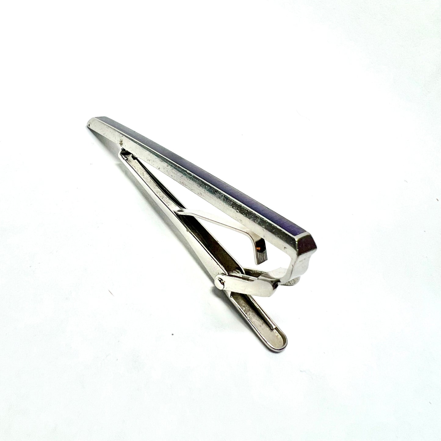 KENZO Silver Tone Purple Enamel Tie Clip Tack