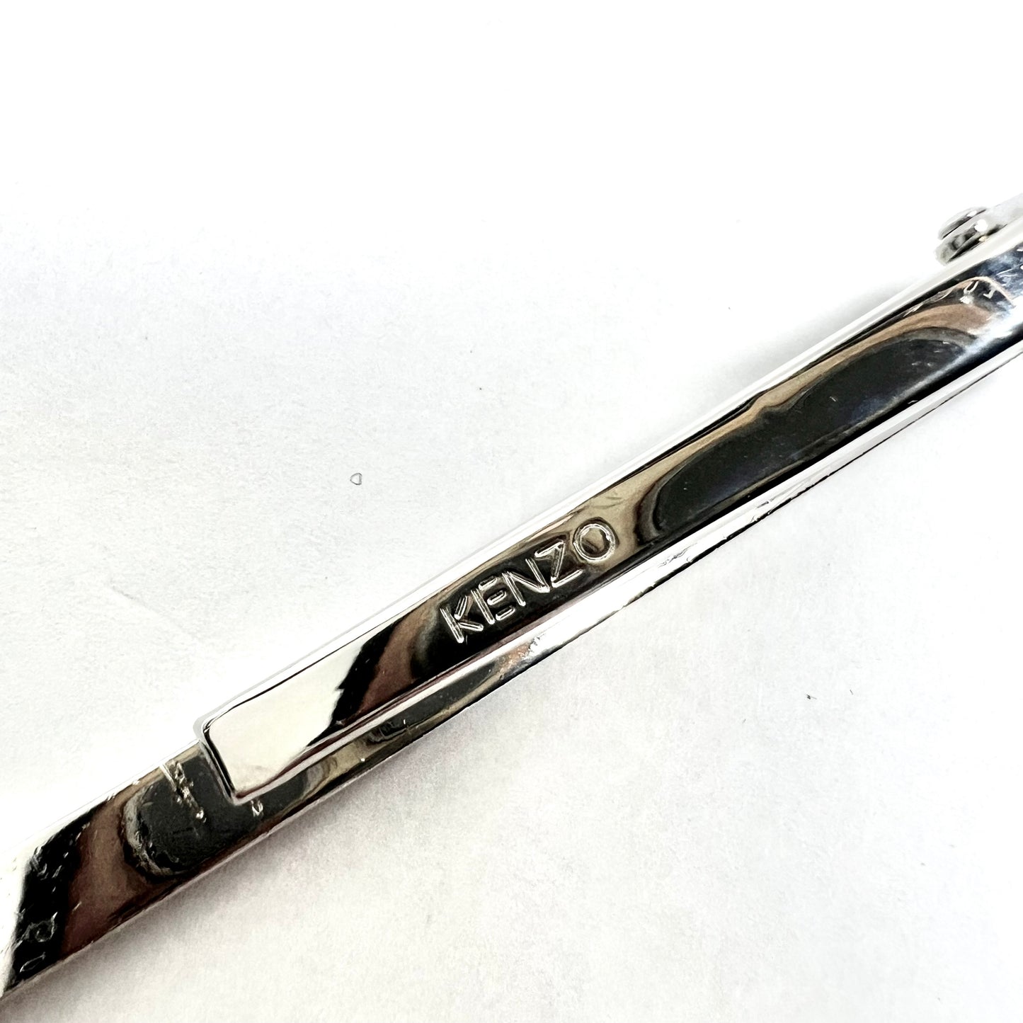 KENZO Silver Tone Purple Enamel Tie Clip Tack