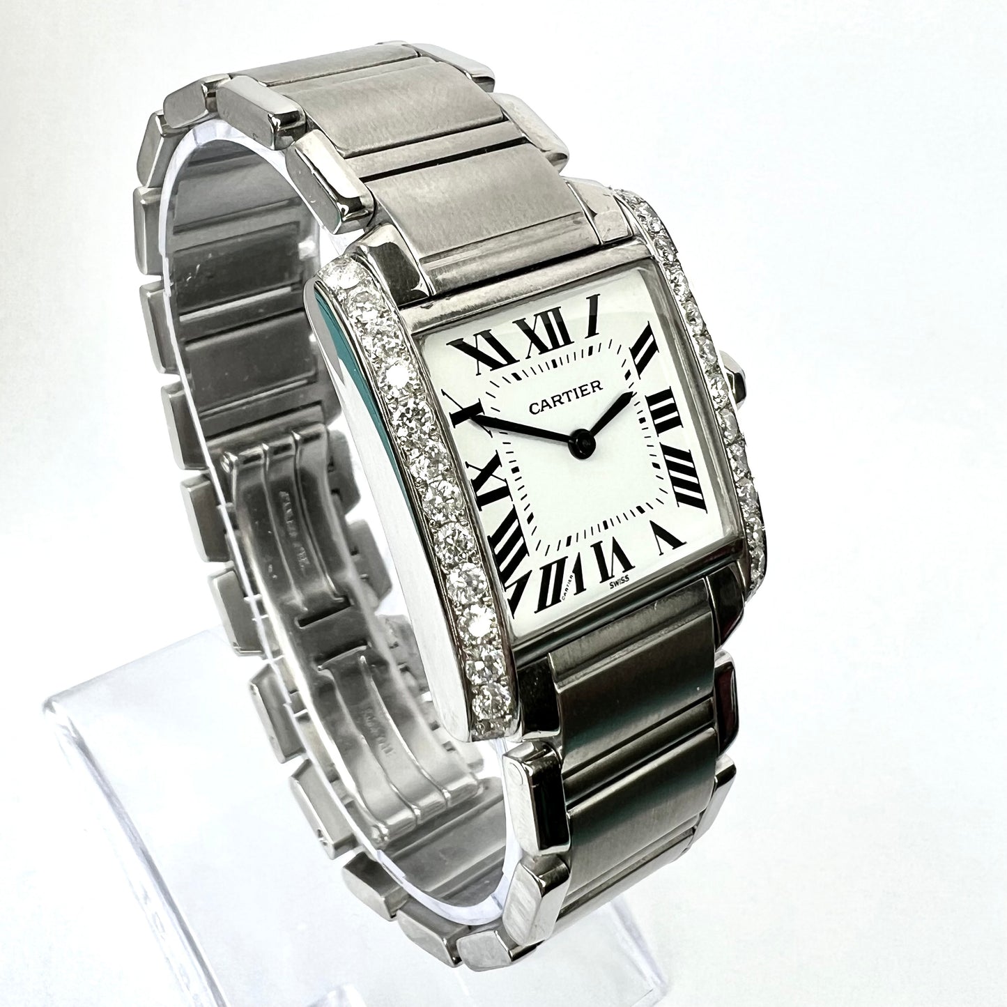 CARTIER TANK FRANCAISE Quartz 25mm Steel 1.10TCW DIAMOND Watch