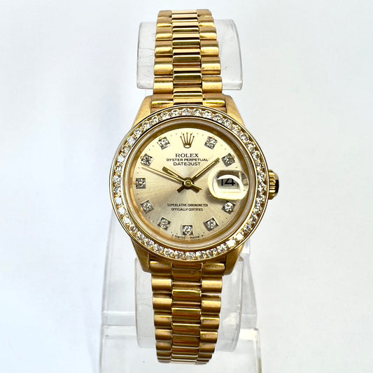 ROLEX OYSTER PERPETUAL DATEJUST PRESIDENTIAL Automatic 26mm 18K Yellow Gold Diamond Watch