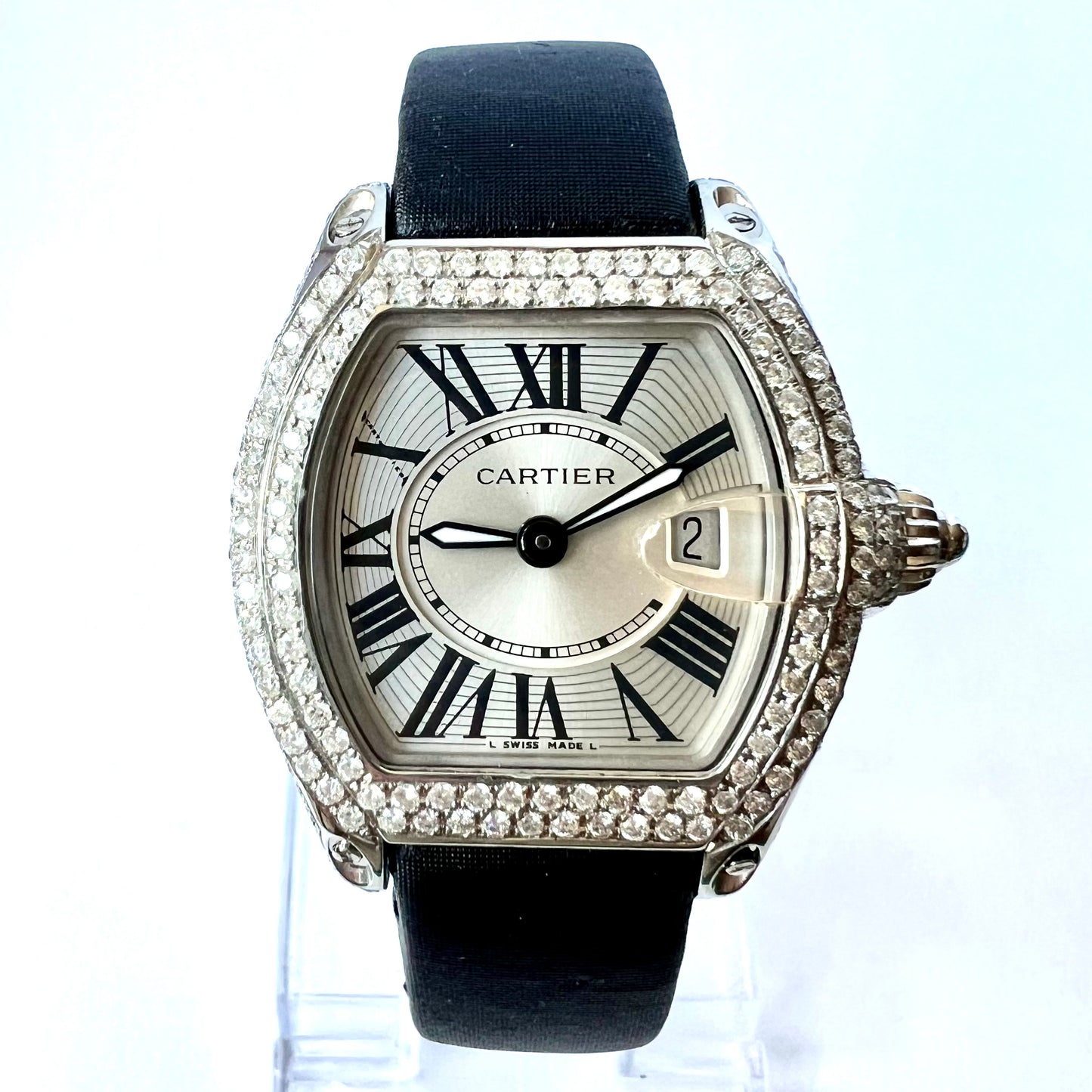 CARTIER ROADSTER Quartz 31mm Steel 2.84TCW Diamond Watch