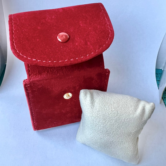 CARTIER Red Faux Suede Travel Pouch/Case with Pillow