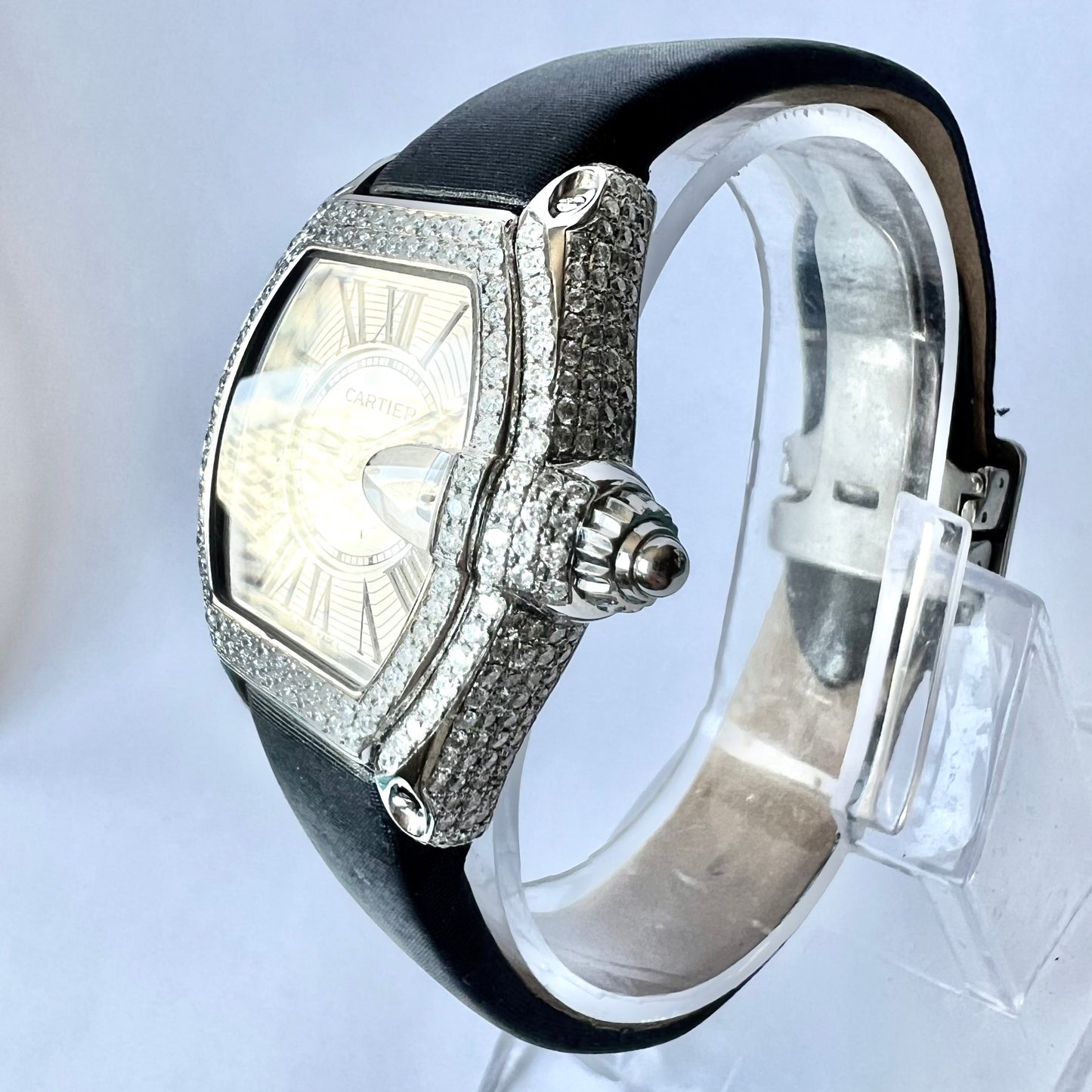 CARTIER ROADSTER Quartz 31mm Steel 2.84TCW Diamond Watch